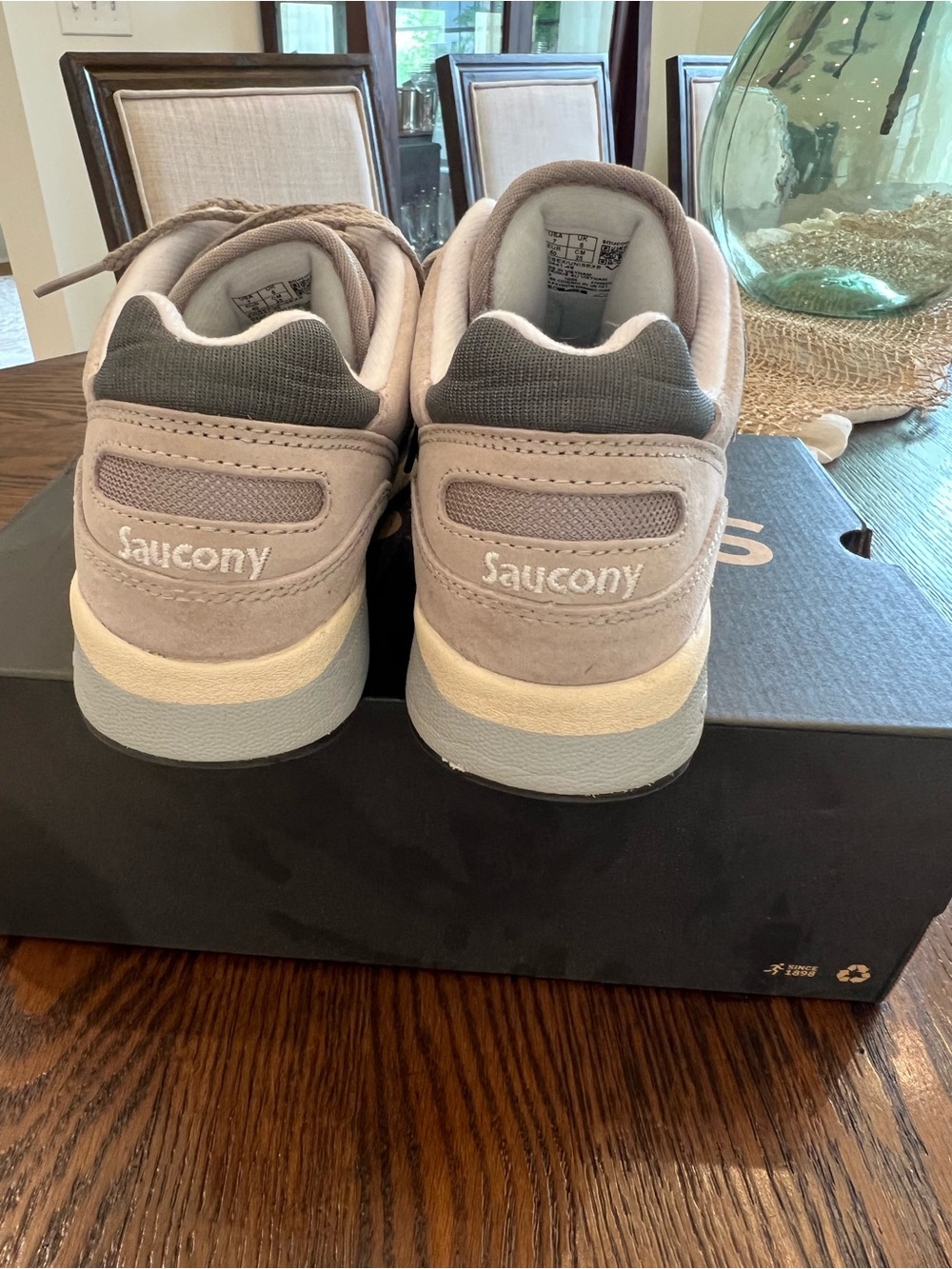 Saucony Shadow 6000 Taupe and Charcoal Suede & Mesh Sneakers - Picture 4 of 7